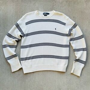 Vintage Polo Ralph Lauren Sweater 80s Knit Crew Neck Striped